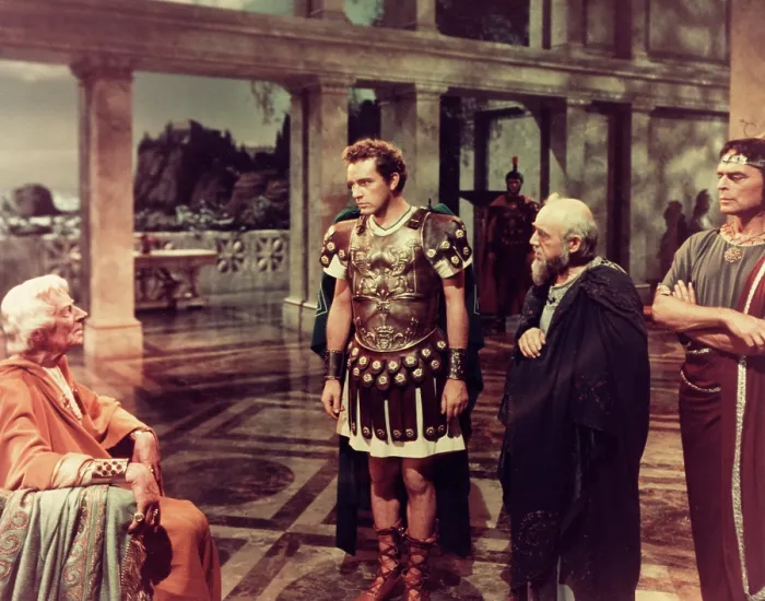 Framed Print : THE ROBE, from left: Ernest Thesiger, Richard Burton, 1953. TM and Copyright 20th Century Fox Film Corp. All rights reserved. Courtesy: Everett Collection
