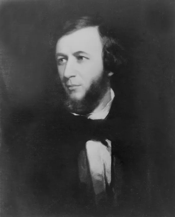 Framed Print : Robert Browning (1812-1889) eminent English Victorian poet in 1855 at age 43