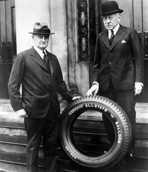 Framed Print : Robert E. Wood (left), Julius Rosenwald (right), owners of Sears, Roebuck, and Company, c. 1920's.. Courtesy: CSU Archives  /  Everett Collection