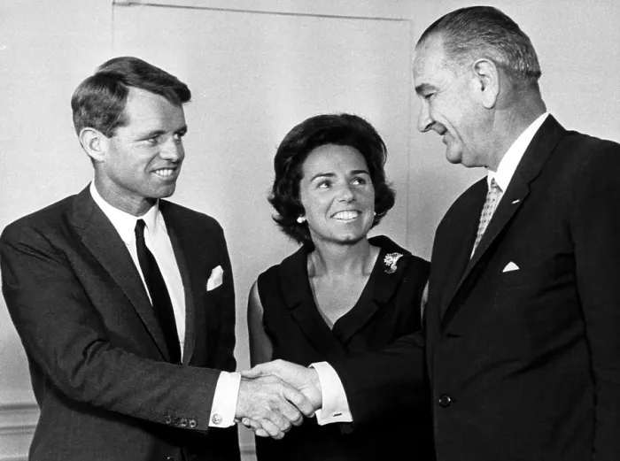 Framed Print : Robert F. Kennedy resigning as Attorney General, Ethel Kennedy, President Lyndon B. Johnson, Washington D.C. September 3, 1964.. Courtesy: CSU Archives / Everett Collection Framed Print : Robert F. Kennedy resigning as Attorney General, Ethel Kennedy, President Lyndon B. Johnson, Washington D.C. September 3, 1964.. Courtesy: CSU Archives / Everett Collection
