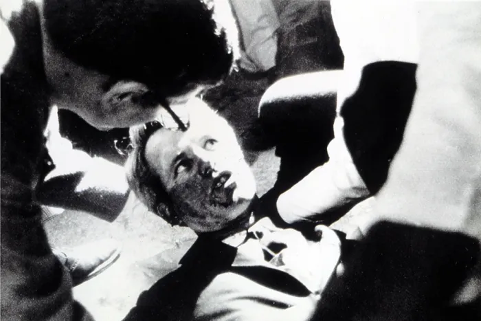 Framed Print : ROBERT KENNEDY, after being shot in Los Angeles, June 5, 1968. Courtesy: CSU Archives  /  Everett Collection