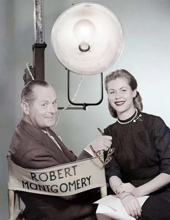 Framed Print : ROBERT MONTGOMERY PRESENTS, from left: Robert Montgomery (host), Elizabeth Montgomery, 1950-1957