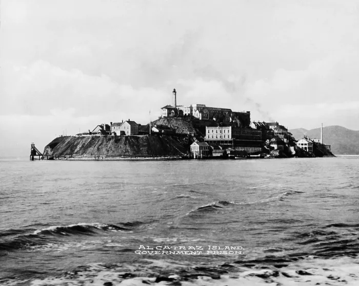 Framed Print : The Rock United States Penitentiary on Alcatraz Island in San Francisco Bay California. Ca. 1940s Framed Print : The Rock United States Penitentiary on Alcatraz Island in San Francisco Bay California. Ca. 1940s