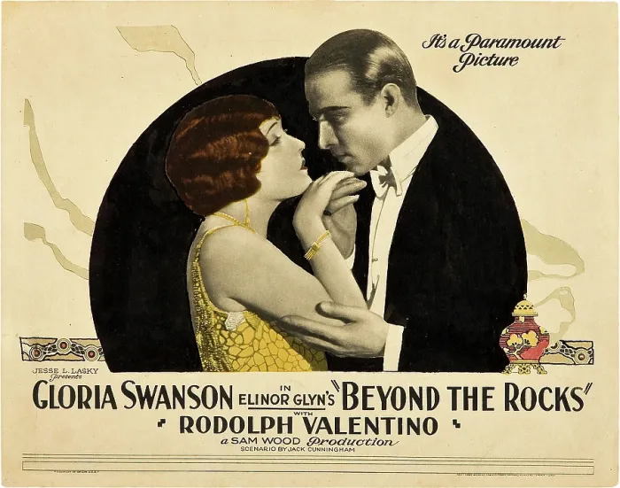 Framed Print : BEYOND THE ROCKS, l-r: Gloria Swanson, Rudolph Valentino on lobbycard, 1922