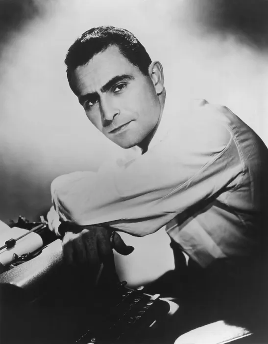 Framed Print : Rod Serling, writer and creator of THE TWILIGHT ZONE and NIGHT GALLERY, circa early 1950s Framed Print : Rod Serling, writer and creator of THE TWILIGHT ZONE and NIGHT GALLERY, circa early 1950s