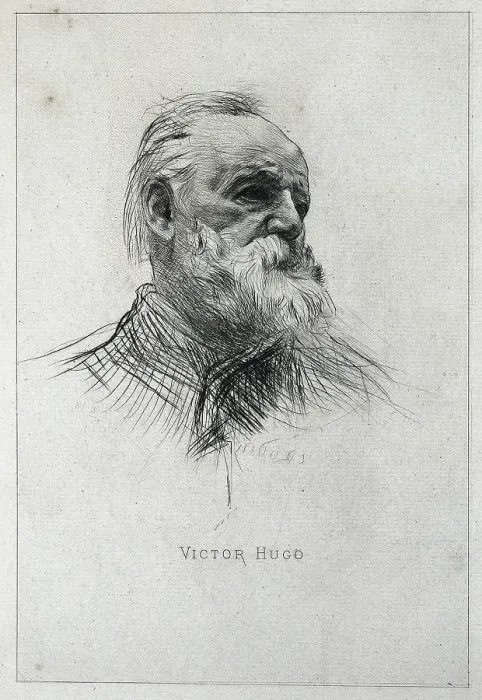 Framed Print : RODIN, Auguste (1840-1917). Portrait of Victor Hugo. ca. 1884. Dry-point engraving. Engraving. FRANCE. Paris. National Library