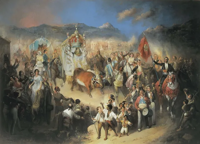 Framed Print : RODRIGUEZ de GUZMAN, Manuel (1818-1867). The Procession of El Rocio. mid. 19th c. Costumbrism. Oil on canvas. SPAIN. Segovia. Riofrio Palace Framed Print : RODRIGUEZ de GUZMAN, Manuel (1818-1867). The Procession of El Rocio. mid. 19th c. Costumbrism. Oil on canvas. SPAIN. Segovia. Riofrio Palace