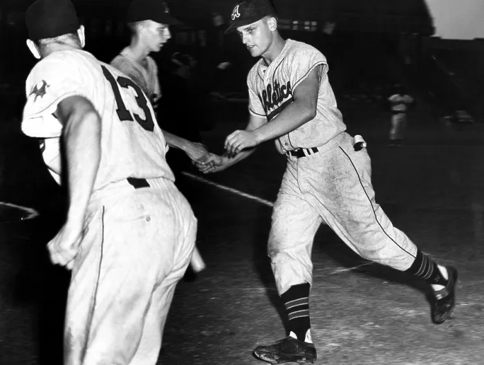 Framed Print : Roger Maris (far right), playing for the Kansas City Athletics, 1958.. Courtesy: CSU Archives  /  Everett Collection