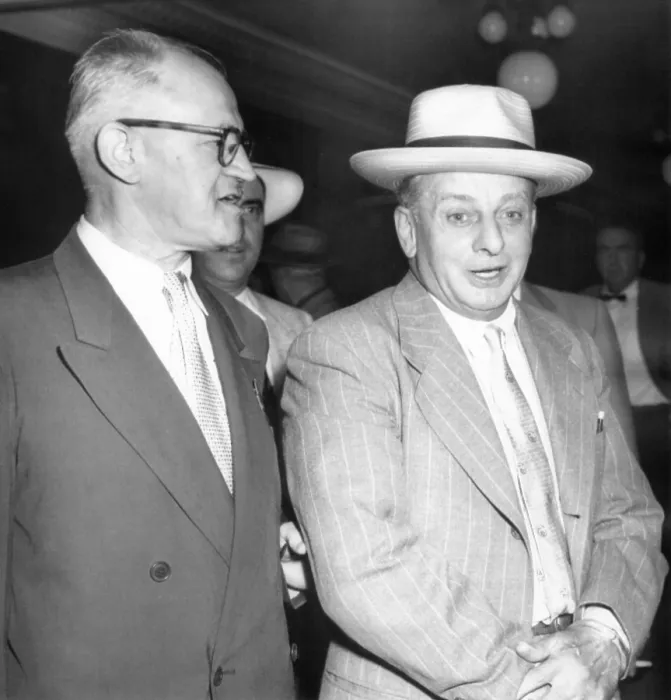 Framed Print : Roger Touly (right), prohibition era gangster's 99 year prison sentence to be set aside. Aug. 9, 1954 Framed Print : Roger Touly (right), prohibition era gangster's 99 year prison sentence to be set aside. Aug. 9, 1954