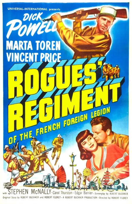 Framed Print : ROGUES REGIMENT, US poster, Dick Powell (top), bottom right: Marta Toren, Dick Powell, 1948 Framed Print : ROGUES REGIMENT, US poster, Dick Powell (top), bottom right: Marta Toren, Dick Powell, 1948
