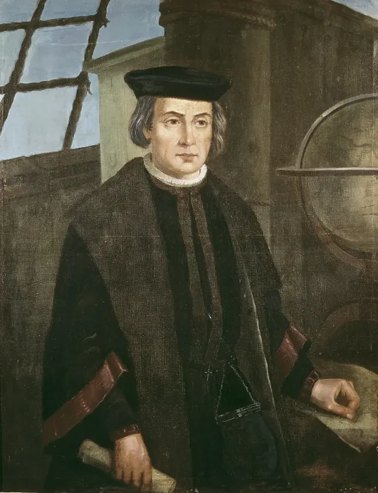 Framed Print : ROLDAN, Jose (1808-1871). Christopher Columbus. 1871. Oil on canvas. SPAIN. Palos de la Frontera. La RAbida Monastery