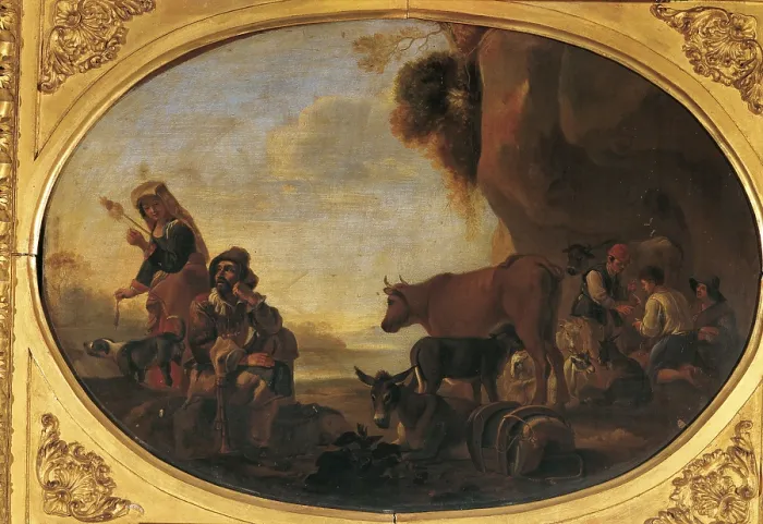 Framed Print : Roman artist, Country Scene, 17th Century, oil on canvas, Italy, Lombardy, Milan, Brera Art Gallery, (575735) Everett CollectionMondadori Portfolio**US SALES ONLY**