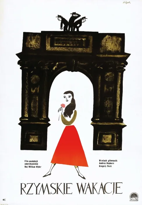 Framed Print : ROMAN HOLIDAY, (aka RZYMSKIE WAKACJE), Polish poster art, 1953