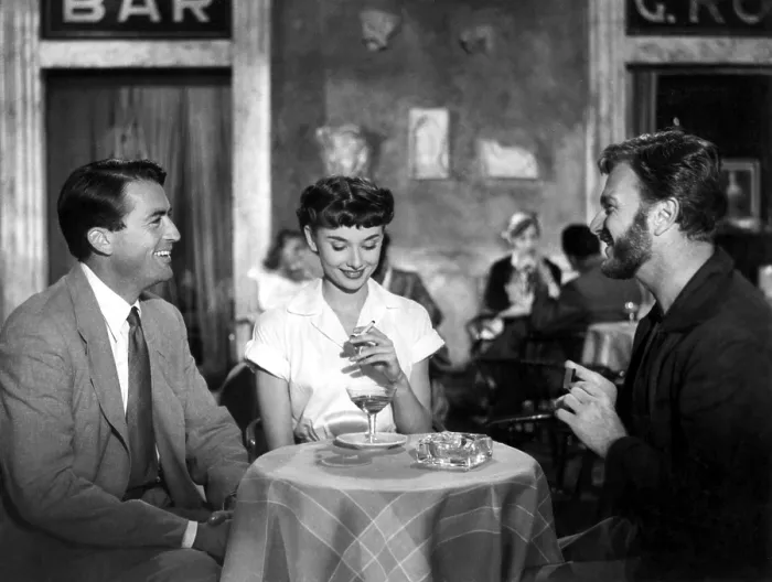 Framed Print : ROMAN HOLIDAY, Gregory Peck, Audrey Hepburn, Eddie Albert, 1953