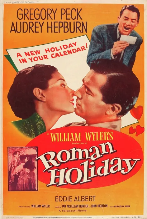 Framed Print : ROMAN HOLIDAY, from left: Audrey Hepburn, Gregory Peck, Gregory Peck, bottom left from left: Gregory Peck, Audrey Hepburn, 1953