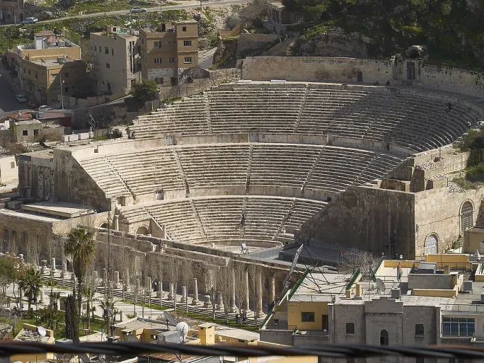 Framed Print : Roman Theater, 169-177, 2nd Century A.D. stone building - Jordan, Amman, Citadel. Whole artwork view