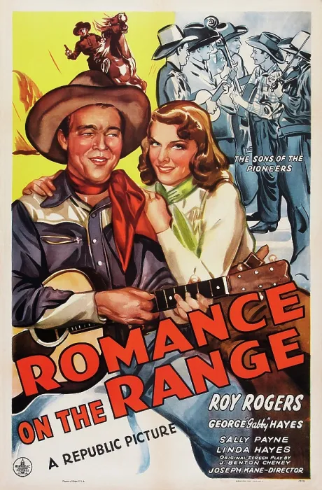 Framed Print : ROMANCE ON THE RANGE, US poster art, from left: Roy Rogers, Sally Payne, 1942
