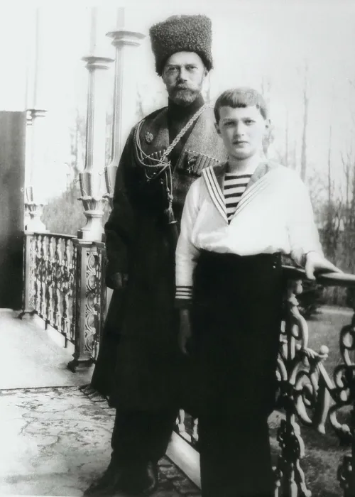 Framed Print : ROMANOV, Alexei Nicolaevich (1904-1918); Nicholas II. Portrait of czar Nicholas II wearing a Cossack costume with his son Alexei Nikolaevich in 1914