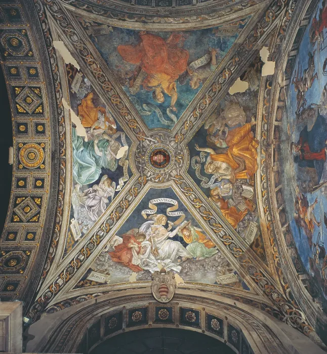 Framed Print : Rome, Basilica of Santa Maria Sopra Minerva decoration of the vault of the Carafa Chapel, by Filippino Lippi, 1488 - 1493, 15th Century, fresco, - Italy, Lazio, Rome Framed Print : Rome, Basilica of Santa Maria Sopra Minerva decoration of the vault of the Carafa Chapel, by Filippino Lippi, 1488 - 1493, 15th Century, fresco, - Italy, Lazio, Rome