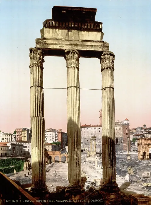 Framed Print : Rome, Ruins of Temple of Castor and Pollux, Rome, Italy, ca 1890s Framed Print : Rome, Ruins of Temple of Castor and Pollux, Rome, Italy, ca 1890s