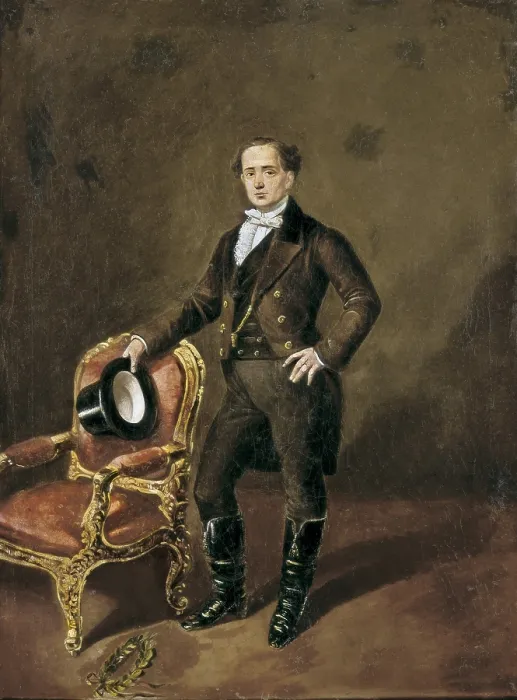 Framed Print : ROMEA YANGUAS, JuliAn (1813-1868). Spanish actor. JuliAn Romea as Sullivan. 1853. Work by CABRAL Y AGUADO BEJARANO, Manuel (1827-1891). Romanticism. Oil on canvas. SPAIN. Madrid