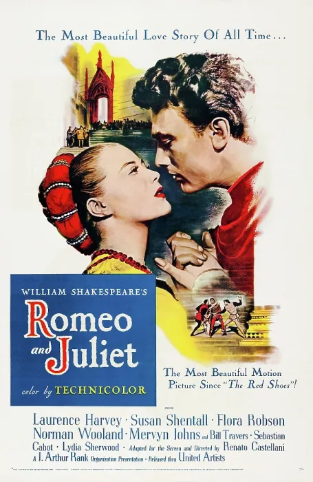 Framed Print : ROMEO AND JULIET, from left, Susan Shentall, Laurence Harvey, 1954