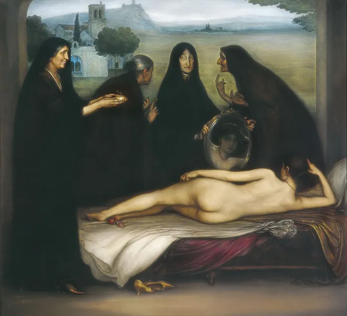 Framed Print : ROMERO DE TORRES, Julio (1880-1930). The Sin. 1913. Painting. SPAIN. Cordoba. Julio Romero de Torres Museum. AISA / Everett Collection**US SALES ONLY**