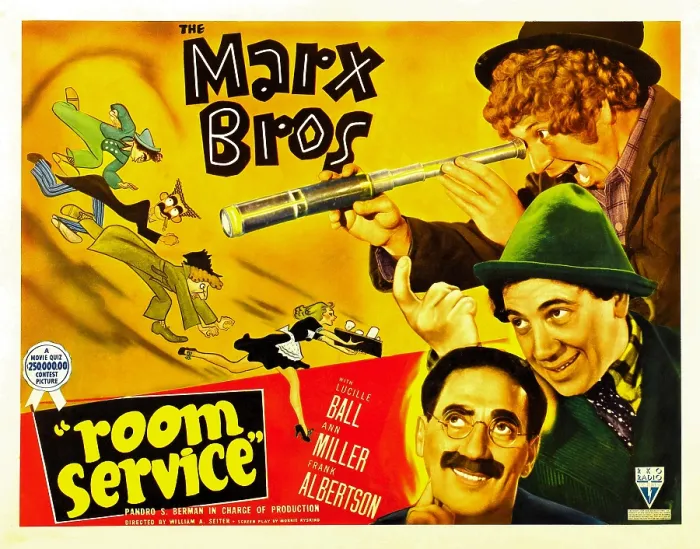Framed Print : ROOM SERVICE, Marx Brothers left from left: Chico Marx, Groucho Marx, Harpo Marx, right from top: Harpo Marx, Chico Marx, Groucho Marx, 1938