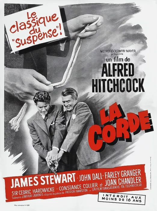 Framed Print : ROPE, (aka LA CORDE), French poster, from left: Farley Granger, James Stewart, 1948