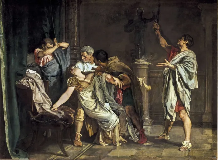 Framed Print : ROSALES, Eduardo (1836-1873). Death of Lucretia. 1871. Oil on canvas. SPAIN. Madrid. Prado Museum. AISA / Everett Collection**US SALES ONLY**