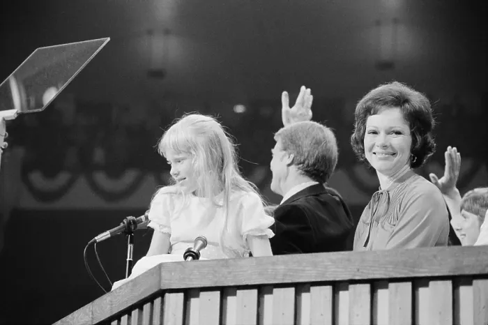 Framed Print : Rosalynn Amy and Jimmy Carter at the Democratic National Convention New York City. July 15 1976