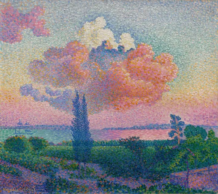 Framed Print : The Rose Cloud, by Henri-Edmond Cross, 1856-1910, French Post-Impressionist painting, oil on canvas. Influenced by pointillism, Cross painted with unblended small paint daubs