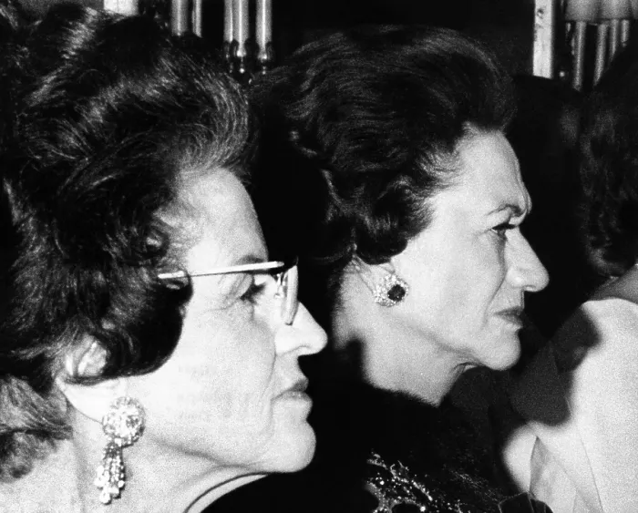 Framed Print : Rose Fitzgerald Kennedy and the Duchess of Windsor. They were attending the 14th annual April in Paris Ball, a charity event at the Waldorf Hotel in New York City. Oct