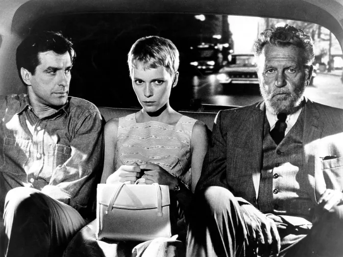 Framed Print : ROSEMARY'S BABY, from left: John Cassavetes, Mia Farrow, Ralph Bellamy, 1968