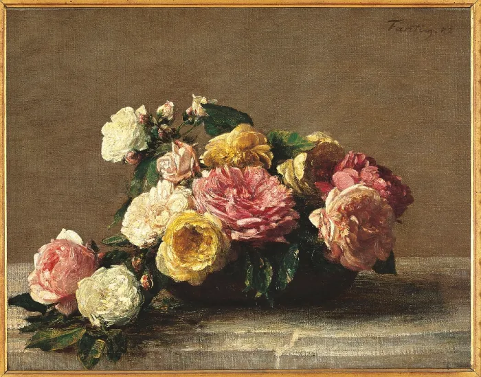 Framed Print : Roses in a Bowl, by Henri Fantin-Latour, 1882, 19th Century, oil on canvas, cm 36, 5 x 46 - France, Ile de France, Paris, Muse dOrsay. All Framed Print : Roses in a Bowl, by Henri Fantin-Latour, 1882, 19th Century, oil on canvas, cm 36, 5 x 46 - France, Ile de France, Paris, Muse dOrsay. All