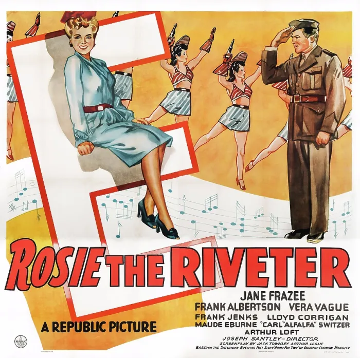 Framed Print : ROSIE THE RIVETER, US poster, front from left: Jane Frazee, Frank Albertson, 1944
