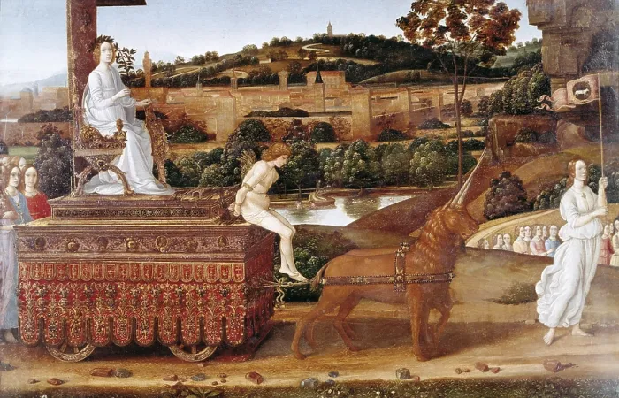 Framed Print : ROSSELLI, Cosimo (1439-1507). The Triumph of Chastity. 2nd half 15th c. Renaissance art. Quattrocento. Florentine school. Oil on canvas. ITALY. Turin