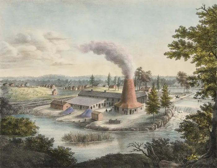 Framed Print : Rossie Furnace, was constructed for iron smelting, in 1815. The Furnace was the first built in northern New York, and is still standing (BSLOC_2019_7_143)