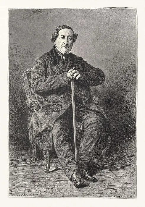 Framed Print : ROSSINI, Gioacchino (1792-1868). Portrait published at 'L'Illustration' in 1867. Engraving. SPAIN. Madrid. National Library. AISA / Everett Collection**US SALES ONLY**