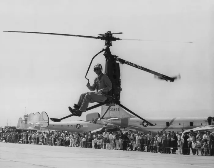 Framed Print : Rotocycle, 250-pound collapsible, one-man helicopter in demonstration flight in 1957-58. It was developed for the Marines to use for observation, liaison, and maneuvers Framed Print : Rotocycle, 250-pound collapsible, one-man helicopter in demonstration flight in 1957-58. It was developed for the Marines to use for observation, liaison, and maneuvers