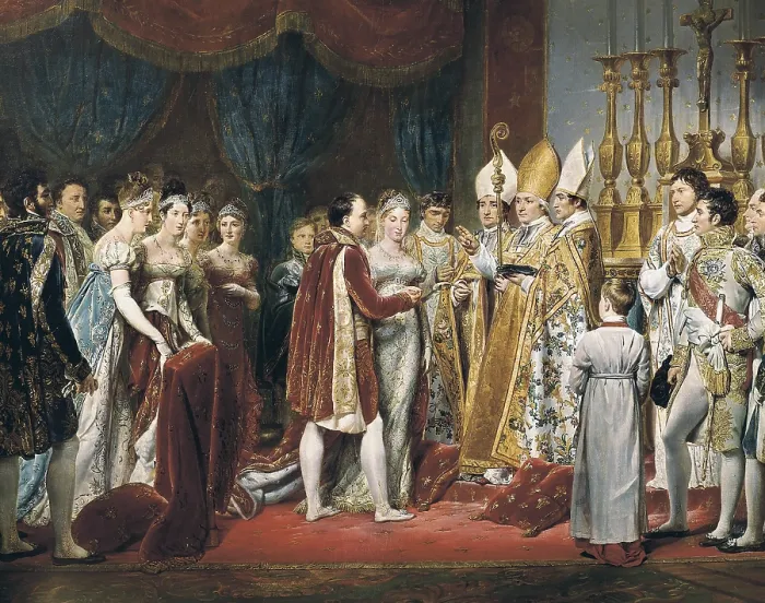 Framed Print : ROUGET, Georges (1784-1869). The Marriage of Napoleon I and Marie Louise, Archduchess of Austria, 2nd April 1810. Neoclassicism. Oil on canvas. FRANCE. Versailles