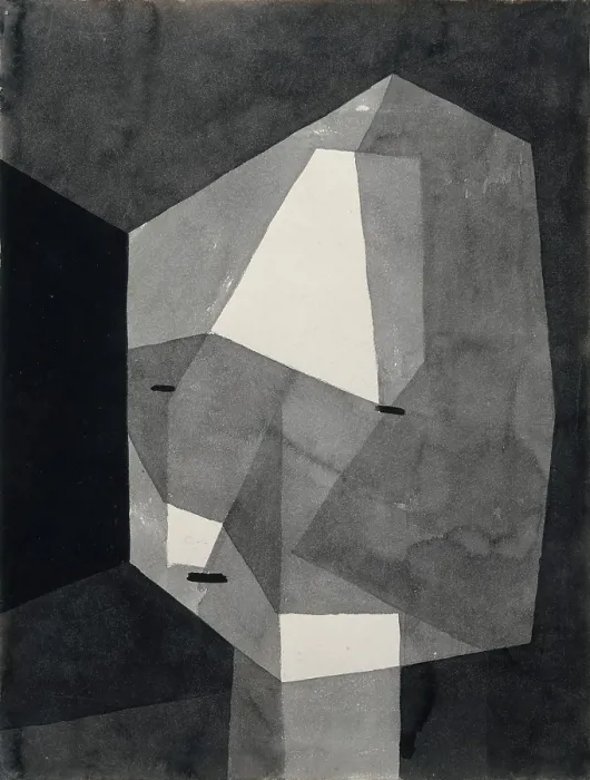 Framed Print : ROUGH-CUT HEAD, by Paul Klee, 1935, Swiss drawing, ink wash, and graphite on paper
