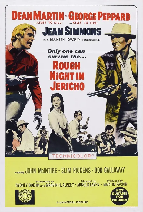 Framed Print : ROUGH NIGHT IN JERICHO, US poster, from left: George Peppard, Jean Simmons (bottom), Dean Martin, 1967 Framed Print : ROUGH NIGHT IN JERICHO, US poster, from left: George Peppard, Jean Simmons (bottom), Dean Martin, 1967