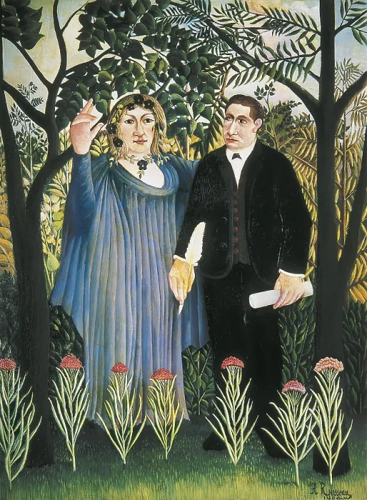 Framed Print : Rousseau, Henri (1844-1910). The Muse inspiring the Poet (Portrait of Guillaume Apollinaire and Marie Laurencin). 1909. Post-Impressionism. Oil on canvas. RUSSIA. Moscow Framed Print : Rousseau, Henri (1844-1910). The Muse inspiring the Poet (Portrait of Guillaume Apollinaire and Marie Laurencin). 1909. Post-Impressionism. Oil on canvas. RUSSIA. Moscow