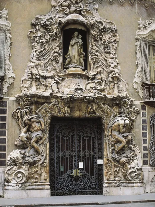 Framed Print : ROVIRA MERI, Hiplito (1693-1763); VERGARA, Ignacio (1715-1776). Marqus de Dos Aguas Palace. SPAIN. Valencia. Marqus de Dos Aguas Palace. Rococo. Sculpture; Architecture