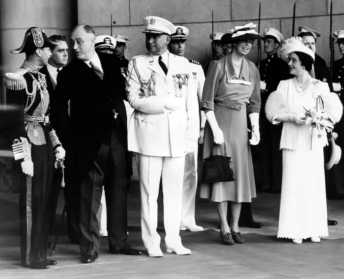 Framed Print : Front row, L-R: King George VI, President Franklin D. Roosevelt, General Edwin M