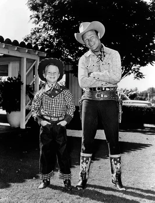 Framed Print : Roy Dusty Rogers Jr. and his father, Roy Rogers, circa 1955. Courtesy: CSU Archives / Everett Collection