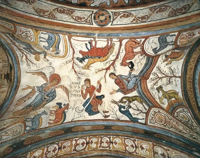 Framed Print : Royal Collegiate Church of San Isidoro. Royal Pantheon. 12th c. SPAIN. Len. Royal Collegiate Church of San Isidoro. Vault of the Annunciation to the Shepherds. Romanesque art