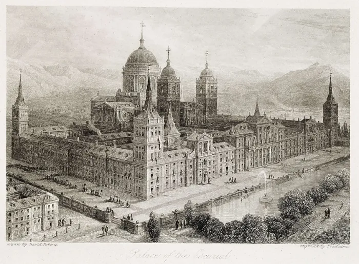 Framed Print : Royal Monastery of San Lorenzo del Escorial (19th c.). Litography. SPAIN. Madrid. National Library. AISA / Everett Collection**US SALES ONLY**