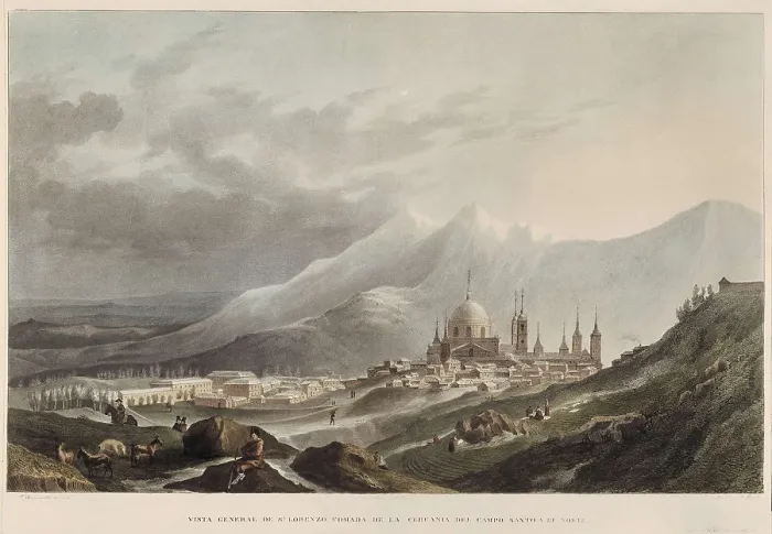 Framed Print : Royal Monastery of San Lorenzo del Escorial (19th c.). Litography. SPAIN. Madrid. Municipal Museum. AISA / Everett Collection**US SALES ONLY**